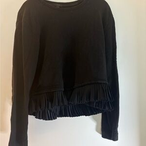 J. Crew Black Ruffle Hem Top